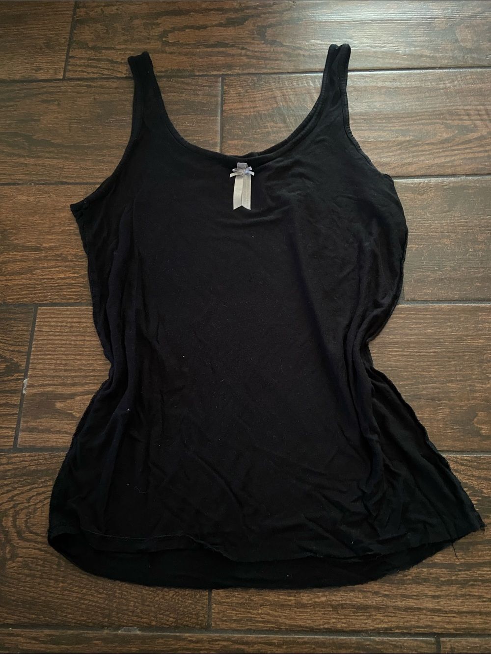Slim Fit Black Women's Tank Top with Decorative Bow Size Approxi, SM
